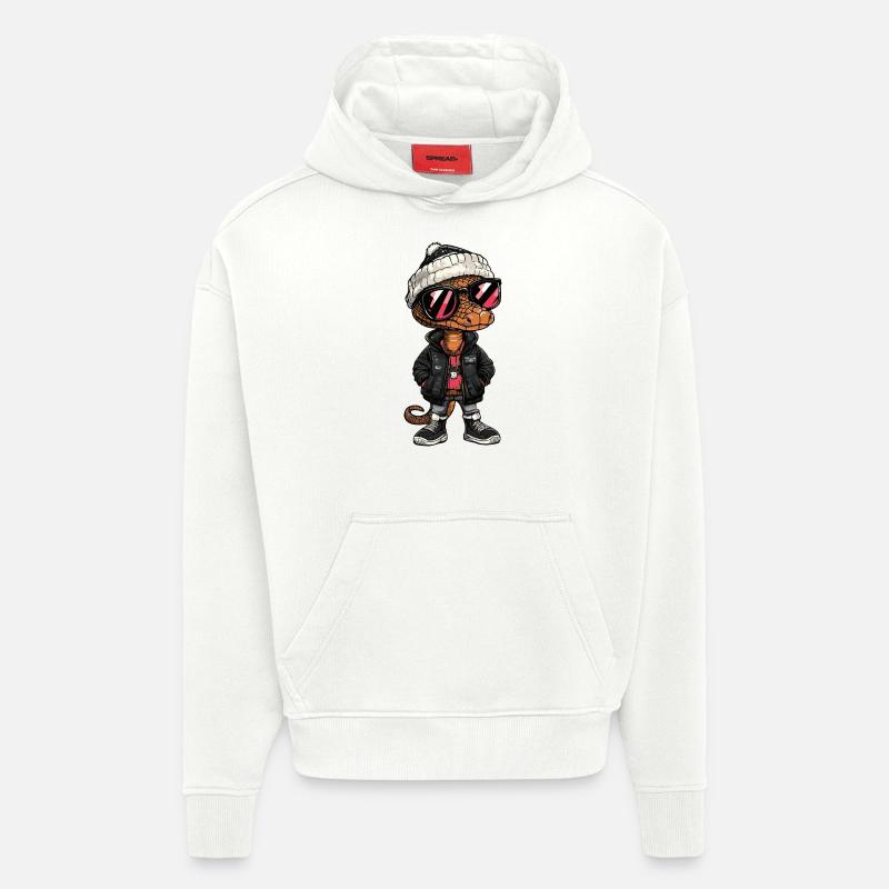 Serpent Cobra Bande dessinée cool - Sweat à capuche bio épais oversize fabriqué en UE - OFF WHITE
