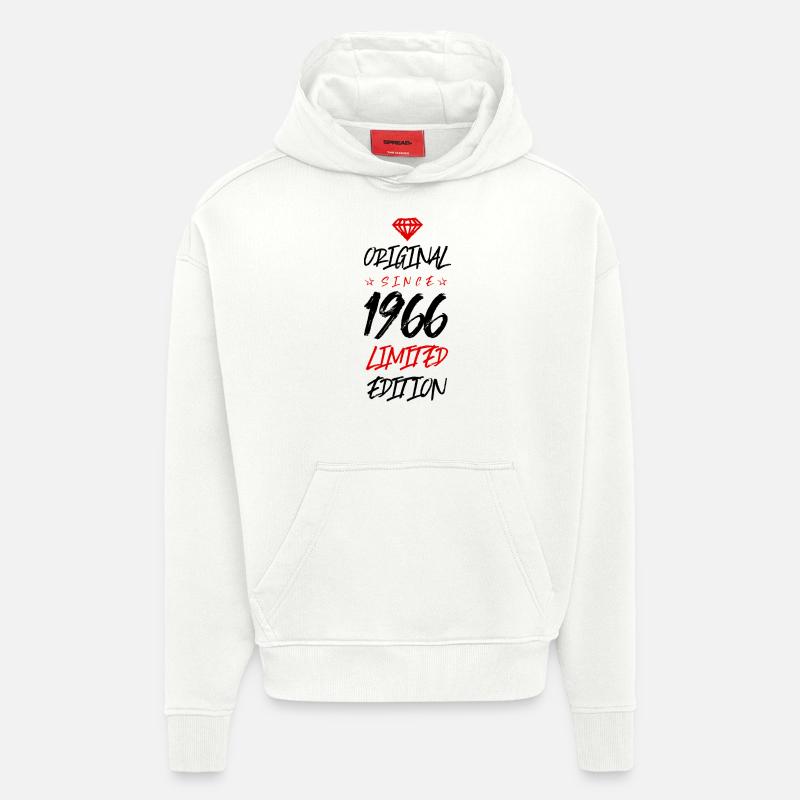 1966 Édition limitée - Sweat à capuche bio épais oversize fabriqué en UE - OFF WHITE