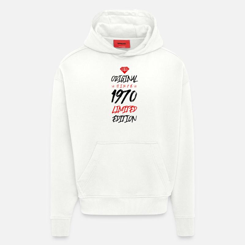 1970 Édition limitée - Sweat à capuche bio épais oversize fabriqué en UE - OFF WHITE