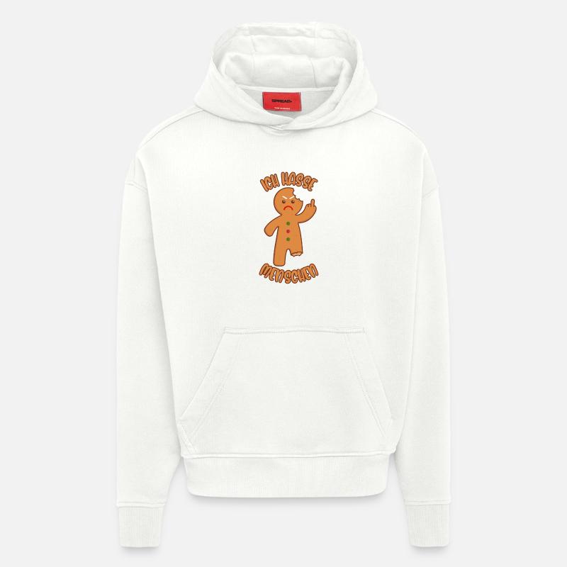 Lebkuchenmann Mittelfinger Ich hasse Menschen - Hoodie- made by SPREAD  - OFF WHITE