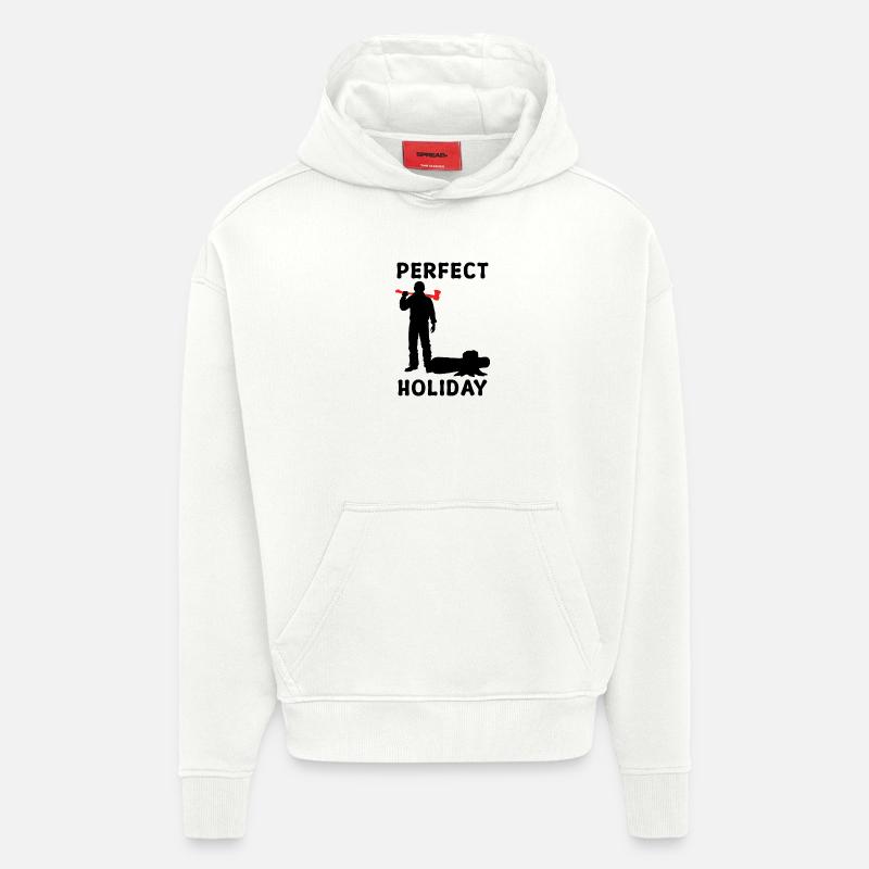 Boiserie hache bûcheron arbre cutter déclaration - Sweat à capuche bio épais oversize fabriqué en UE - OFF WHITE
