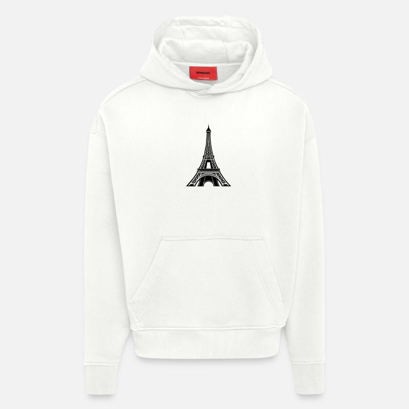 Tour Eiffel Paris - Sweat à capuche bio épais oversize fabriqué en UE - OFF WHITE