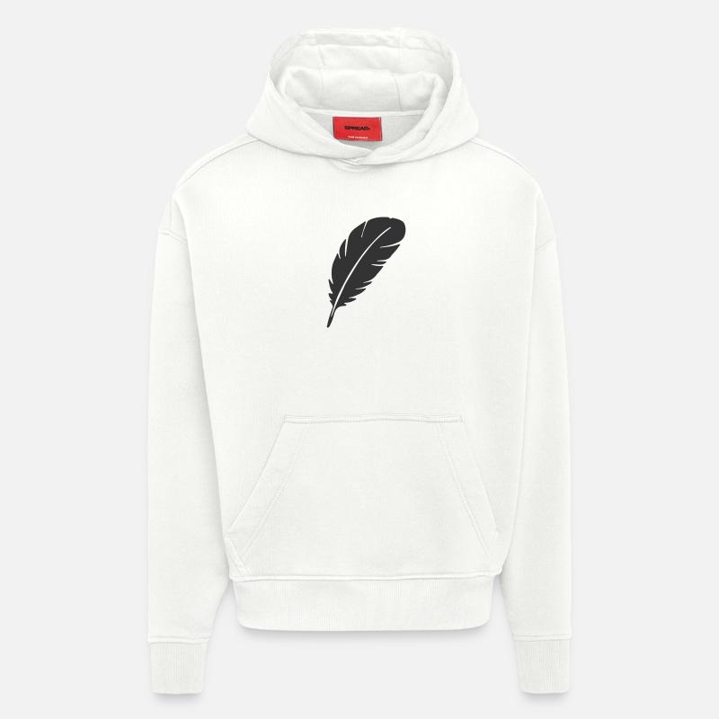 Conception élégante de silhouette de plume - Sweat à capuche bio épais oversize fabriqué en UE - OFF WHITE
