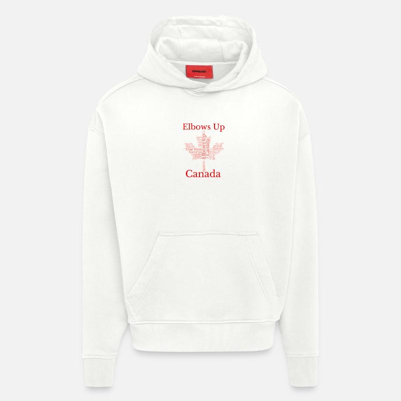 T-shirt de protestation Elbows Up Canada - Sweat à capuche bio épais oversize fabriqué en UE - OFF WHITE