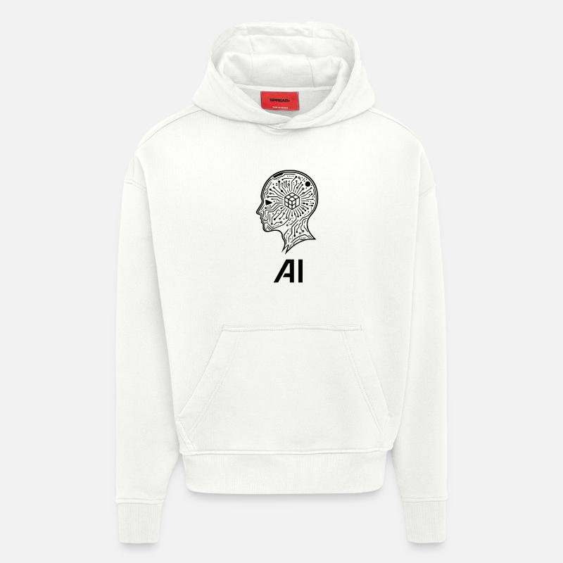 intelligence artificielle - Sweat à capuche bio épais oversize fabriqué en UE - OFF WHITE