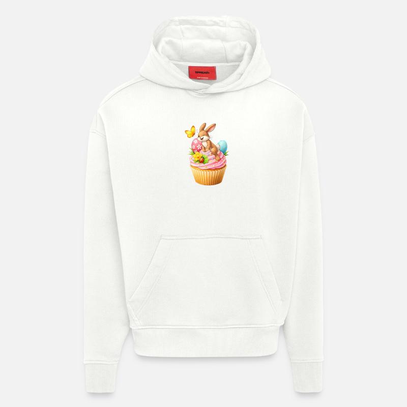 Cute Easter Bunny Cupcake with Colorful Easter Eggs - Hoodie- made by SPREAD  - OFF WHITE