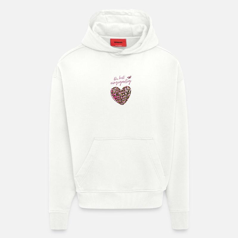 Du bist einzigartig Leopard Herz - Hoodie- made by SPREAD  - OFF WHITE