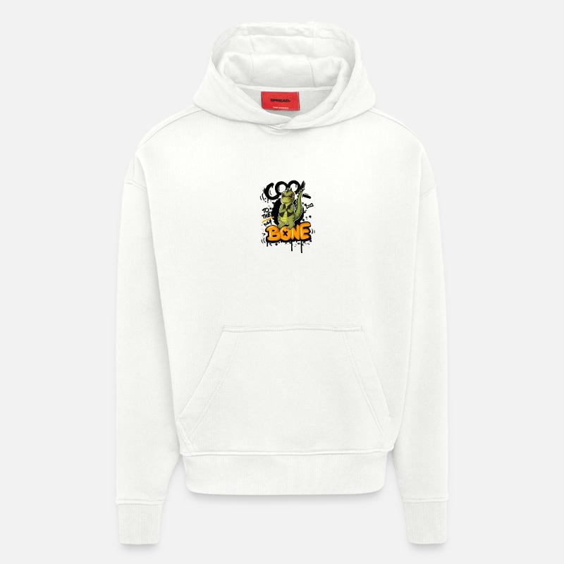 Police Dino BONE Casual - Sweat à capuche bio épais oversize fabriqué en UE - OFF WHITE