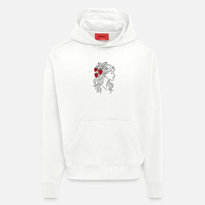 Frau mit Erdbeeren Erdbeermädchen - Hoodie- made by SPREAD  - OFF WHITE