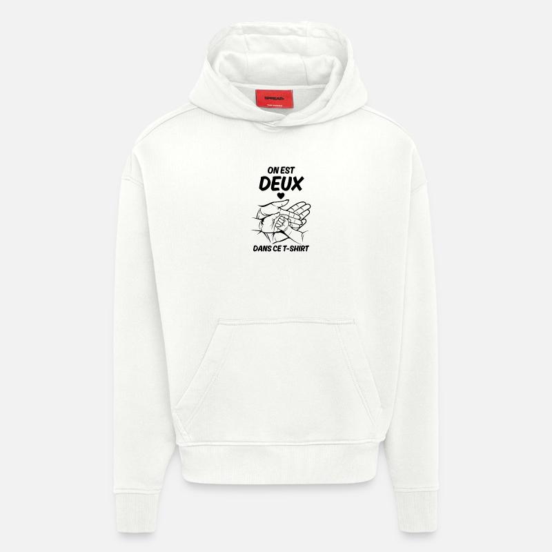 Annonce grossesse on est deux amour - Sweat à capuche bio épais oversize fabriqué en UE - OFF WHITE