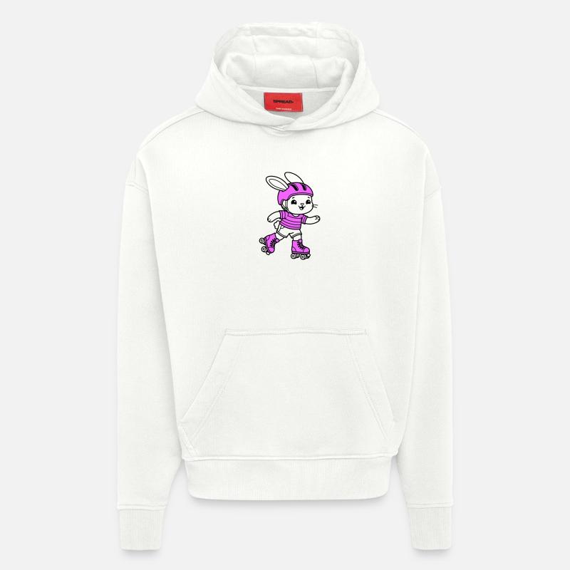 Fille patineuse à roulettes - Sweat à capuche bio épais oversize fabriqué en UE - OFF WHITE
