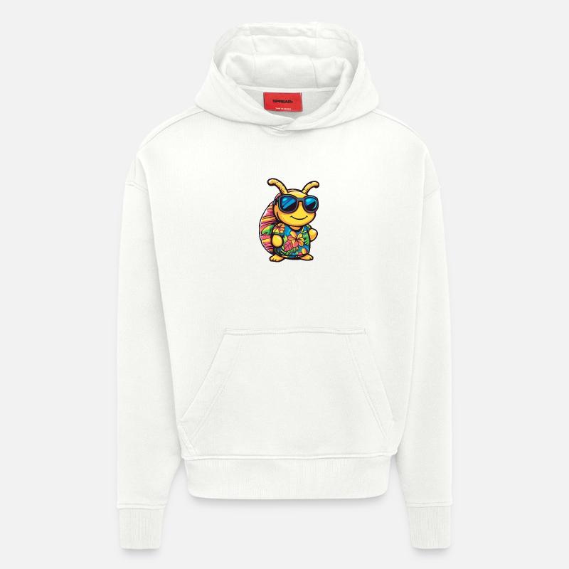 Escargot Bande dessinée Vacances - Sweat à capuche bio épais oversize fabriqué en UE - OFF WHITE
