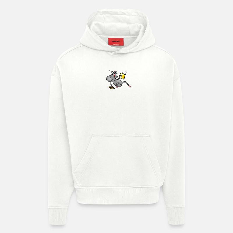 Mouse drunk with beer and cheese - Hoodie- made by SPREAD - OFF WHITE