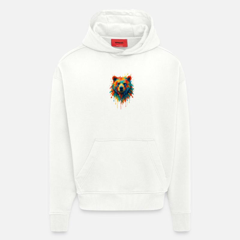 Bär im Splatter-Dynamik-Gemälde - Hoodie- made by SPREAD  - OFF WHITE