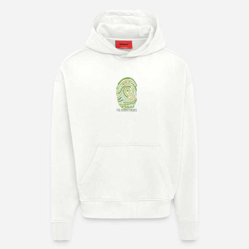 Empreinte digitale du jardin - Sweat à capuche bio épais oversize fabriqué en UE - OFF WHITE