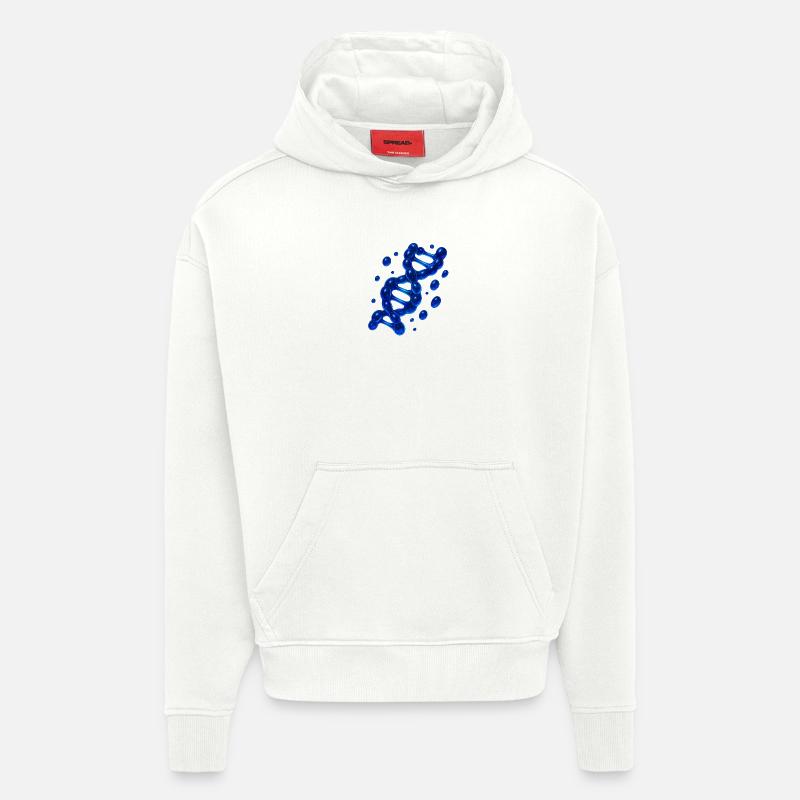 Molécule d’hélice d’ADN 3D Bleu - Sweat à capuche bio épais oversize fabriqué en UE - OFF WHITE
