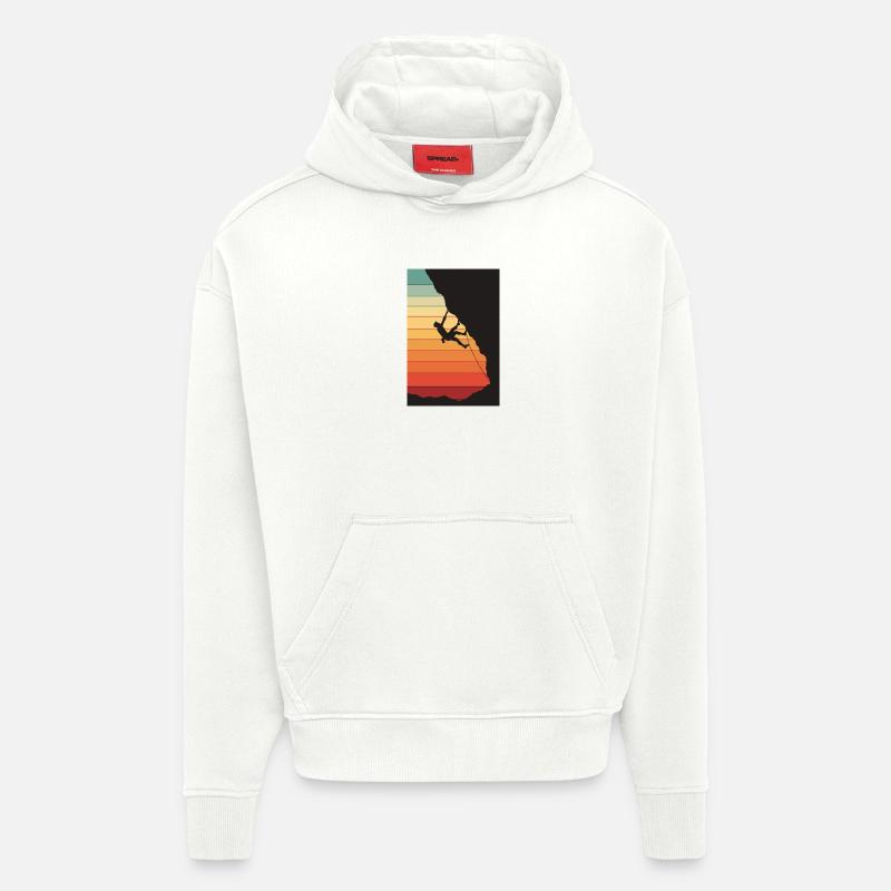 Grimpeurs au coucher du soleil - Sweat à capuche bio épais oversize fabriqué en UE - OFF WHITE