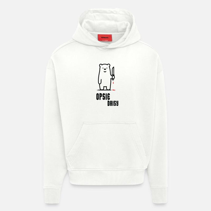 Bär mit Messer – Opsie Daisy - Hoodie- made by SPREAD  - OFF WHITE