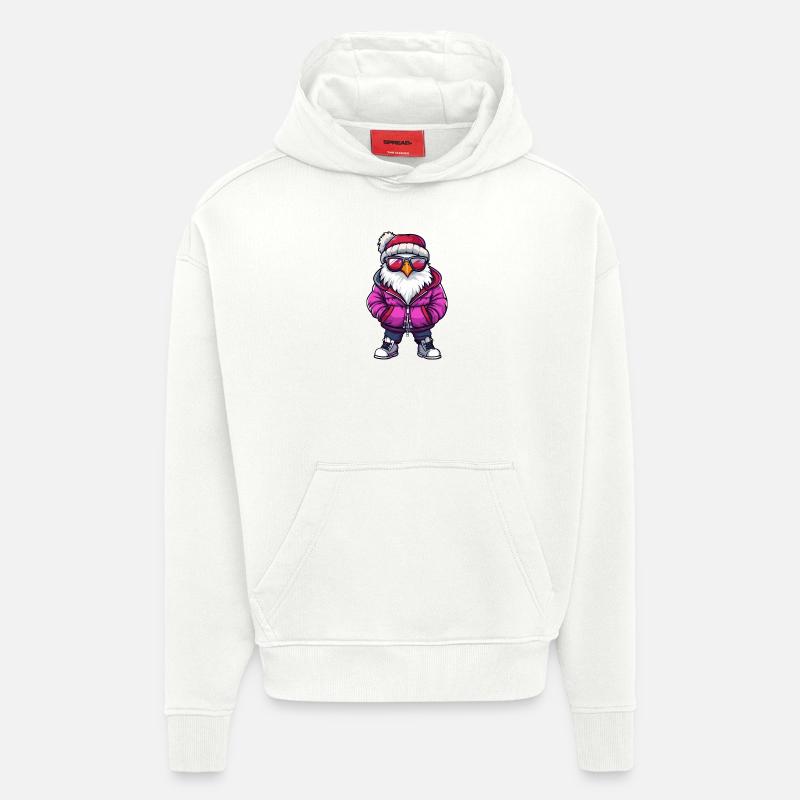 Bande dessinée d’hiver Eagle - Sweat à capuche bio épais oversize fabriqué en UE - OFF WHITE