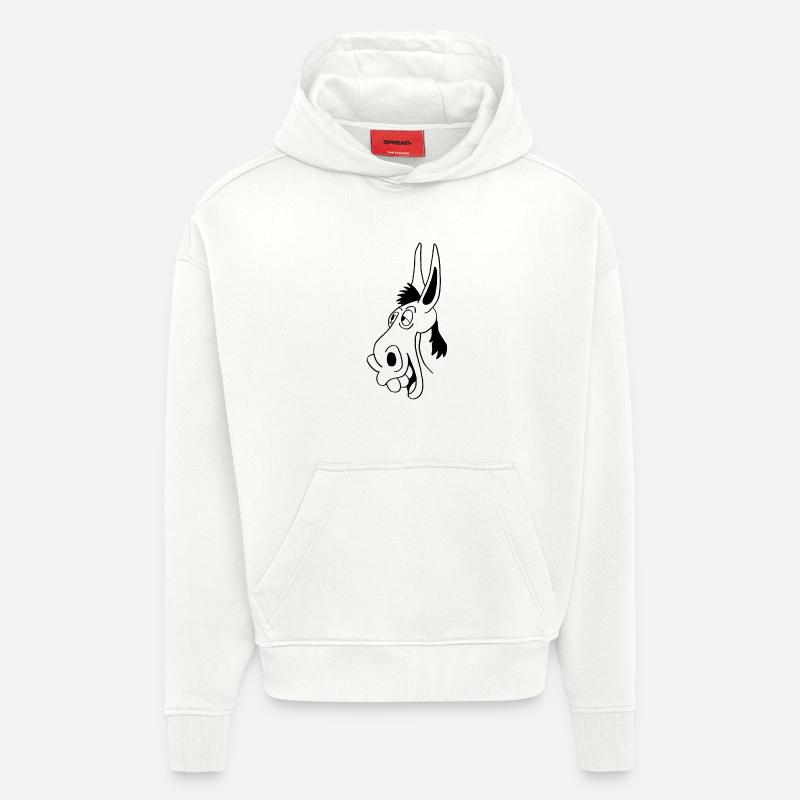 âne noir - Sweat à capuche bio épais oversize fabriqué en UE - OFF WHITE