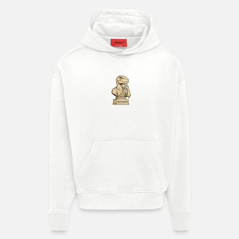 Philosoraptor - Sweat à capuche bio épais oversize fabriqué en UE - OFF WHITE