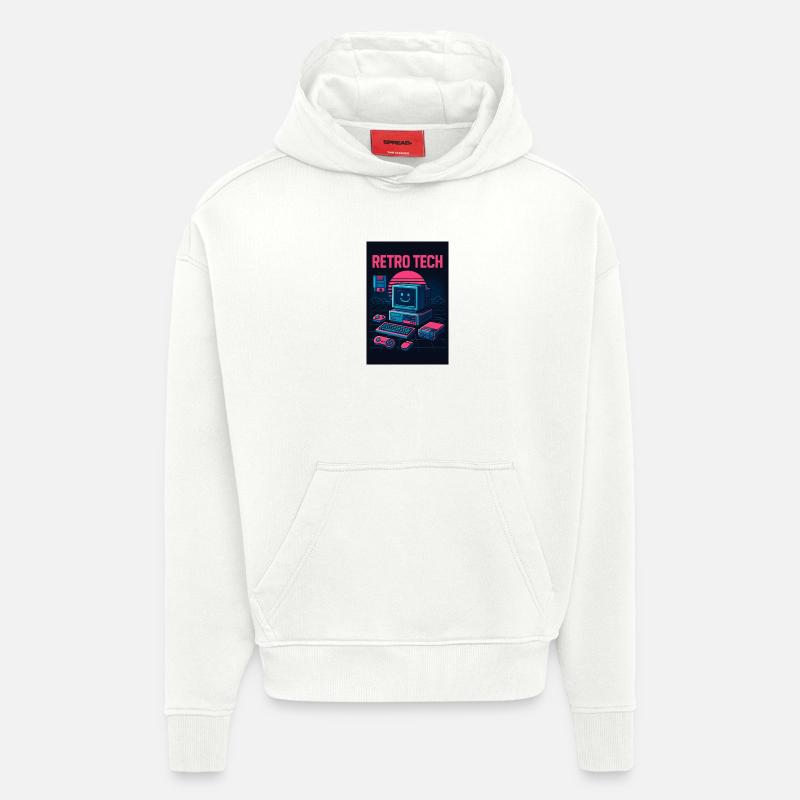 Retro Tech Computer Grafikdesigner mit Lächeln - Hoodie- made by SPREAD  - OFF WHITE