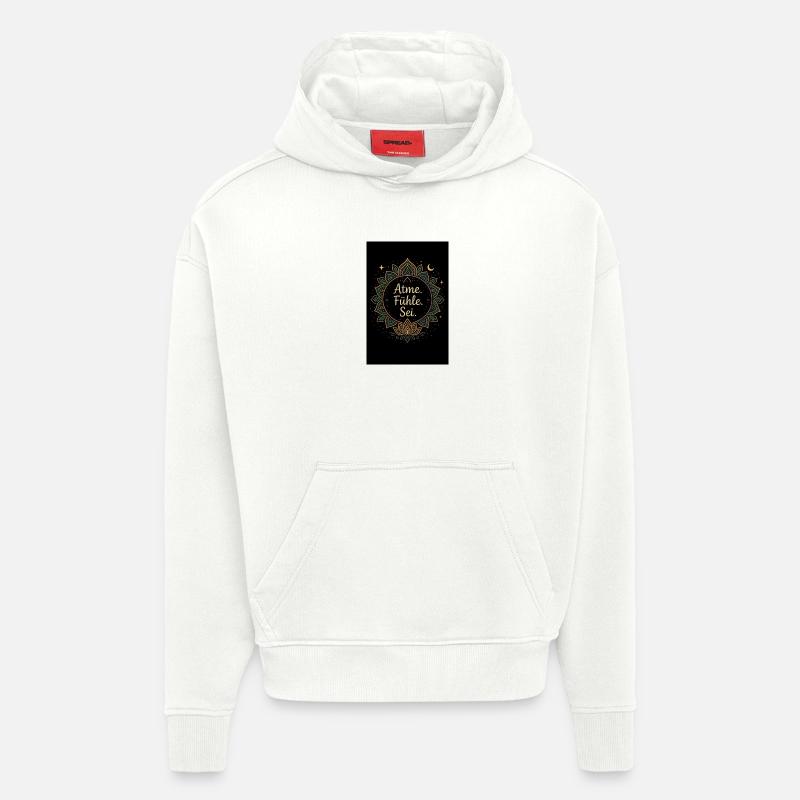 Mandala de fleurs avec devise spirituelle - Sweat à capuche bio épais oversize fabriqué en UE - OFF WHITE