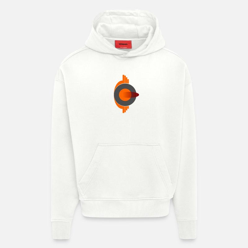 Logo abstrait de l’œil de Phoenix - Sweat à capuche bio épais oversize fabriqué en UE - OFF WHITE