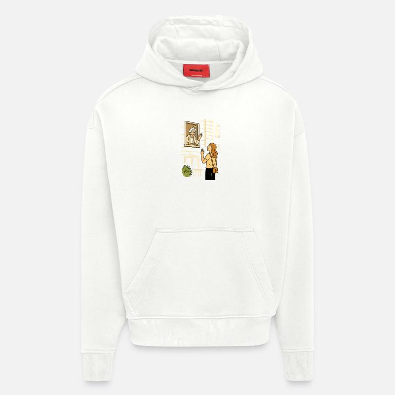 Accompagner Mamie Karin à la maison - Sweat à capuche bio épais oversize fabriqué en UE - OFF WHITE