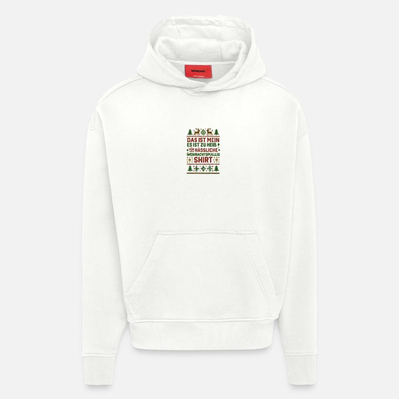 Chemise pull de Noël moche - Sweat à capuche bio épais oversize fabriqué en UE - OFF WHITE