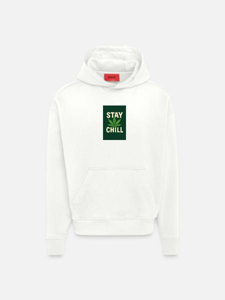 Stay Chill Cannabis Leaf - Hoodie- made by SPREAD  - OFF WHITE