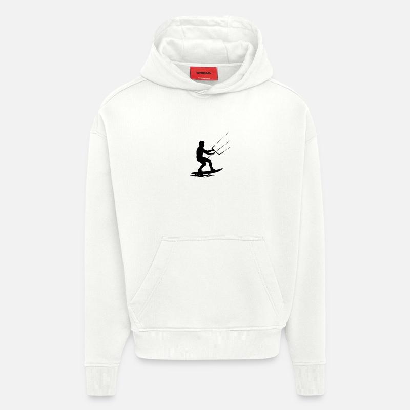 Kitesurfeur cool en action – Silhouette dynamique - Sweat à capuche bio épais oversize fabriqué en UE - OFF WHITE