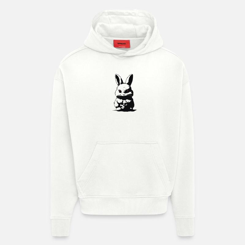 Grumpy bunny - Sweat à capuche bio épais oversize fabriqué en UE - OFF WHITE