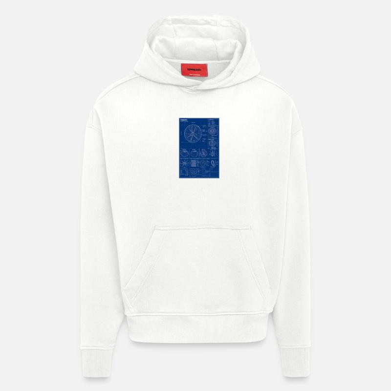 Diagramme de plan de la tomate - Sweat à capuche bio épais oversize fabriqué en UE - OFF WHITE