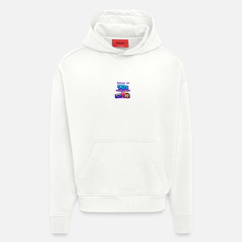 Retour en 90s: cassette et goûter - Sweat à capuche bio épais oversize fabriqué en UE - OFF WHITE