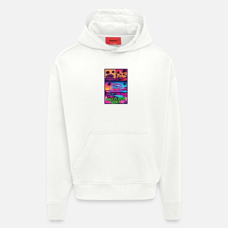 PROFISPIELER VILLA - Neon Synthwave Gaming Art - Hoodie- made by SPREAD  - OFF WHITE