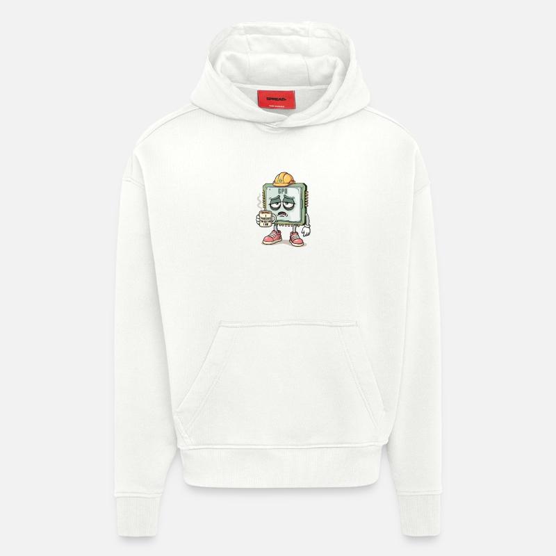 Caractère CPU - Sweat à capuche bio épais oversize fabriqué en UE - OFF WHITE