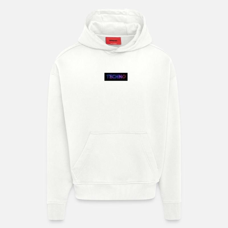 Texte de bug techno néon - Sweat à capuche bio épais oversize fabriqué en UE - OFF WHITE