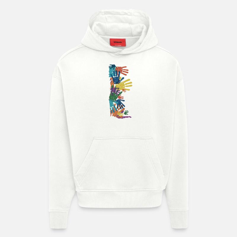 MAINS DE TOUCH - Sweat à capuche bio épais oversize fabriqué en UE - OFF WHITE