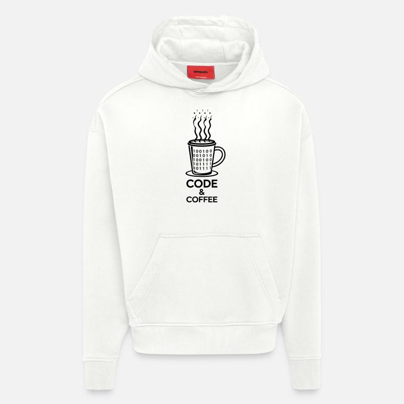 Code & Café – Duo Parfait - Sweat à capuche bio épais oversize fabriqué en UE - OFF WHITE