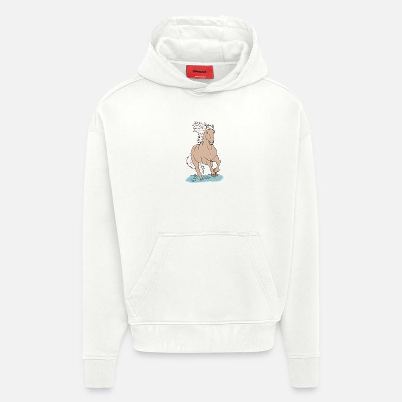 Chevaux de cheval - Sweat à capuche bio épais oversize fabriqué en UE - OFF WHITE