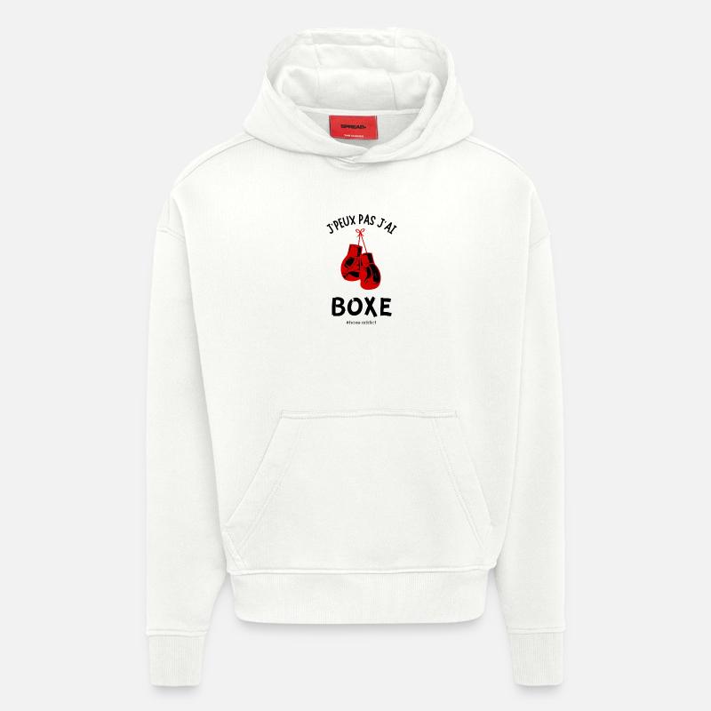J'peux pas j'ai boxe #boxe addict - Sweat à capuche bio épais oversize fabriqué en UE - OFF WHITE