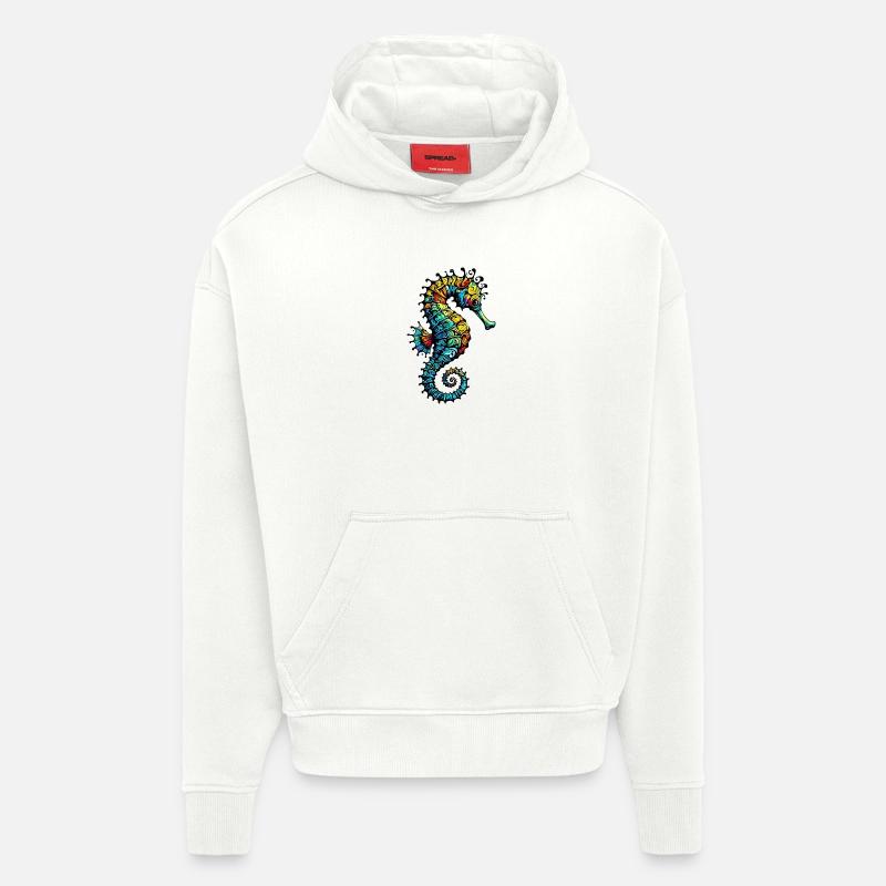 Hippocampe - Sweat à capuche bio épais oversize fabriqué en UE - OFF WHITE