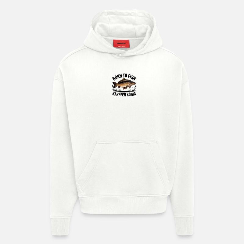 Né de Fish Carp King - Sweat à capuche bio épais oversize fabriqué en UE - OFF WHITE