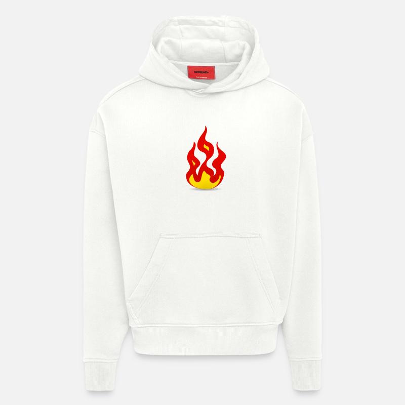 Flammes de feu - Sweat à capuche bio épais oversize fabriqué en UE - OFF WHITE