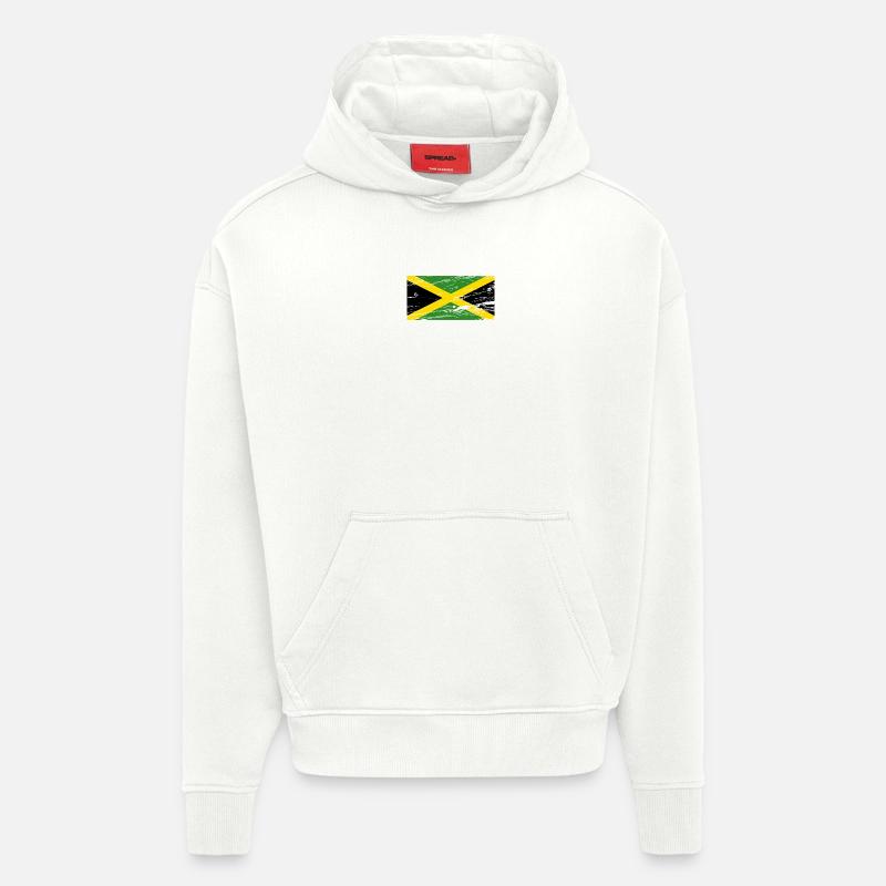 Drapeau de la Jamaïque - Sweat à capuche bio épais oversize fabriqué en UE - OFF WHITE