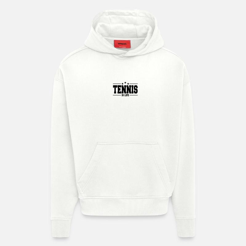 le tennis c'est la vie 1 - Sweat à capuche bio épais oversize fabriqué en UE - OFF WHITE