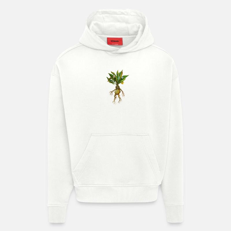 Grim Root Creature Fantasy Design - Sweat à capuche bio épais oversize fabriqué en UE - OFF WHITE