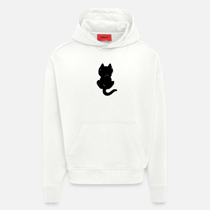 Silhouette cool de chat - Sweat à capuche bio épais oversize fabriqué en UE - OFF WHITE