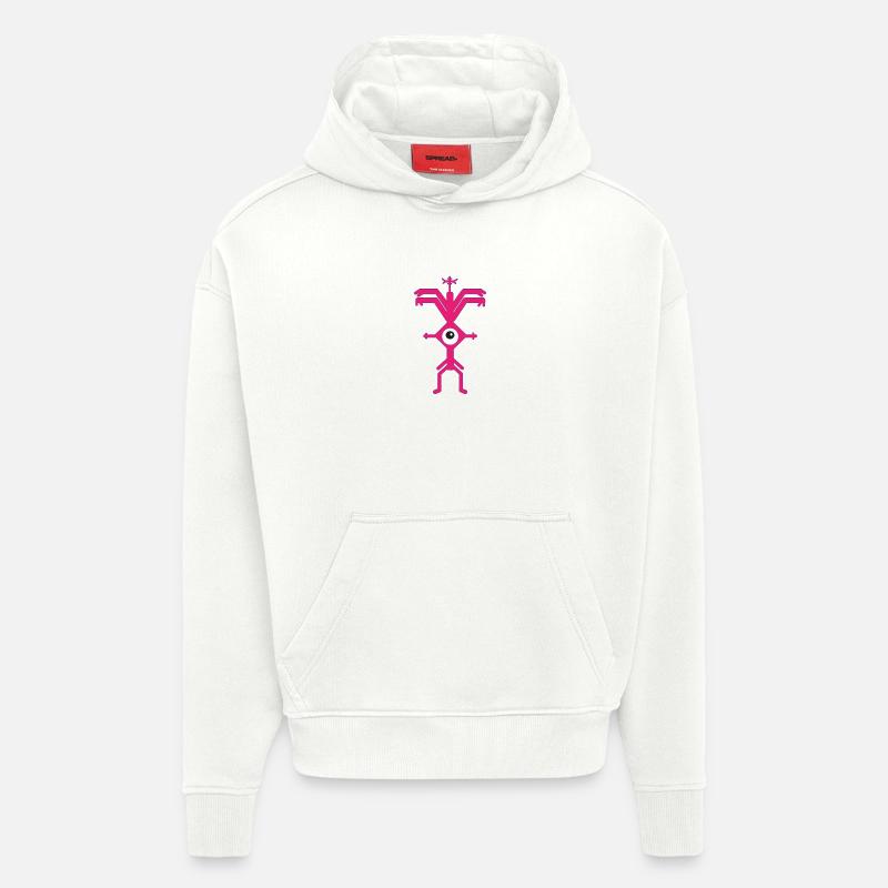 ElectroParty Impression Psyclops Magenta Violette White - Sweat à capuche bio épais oversize fabriqué en UE - OFF WHITE